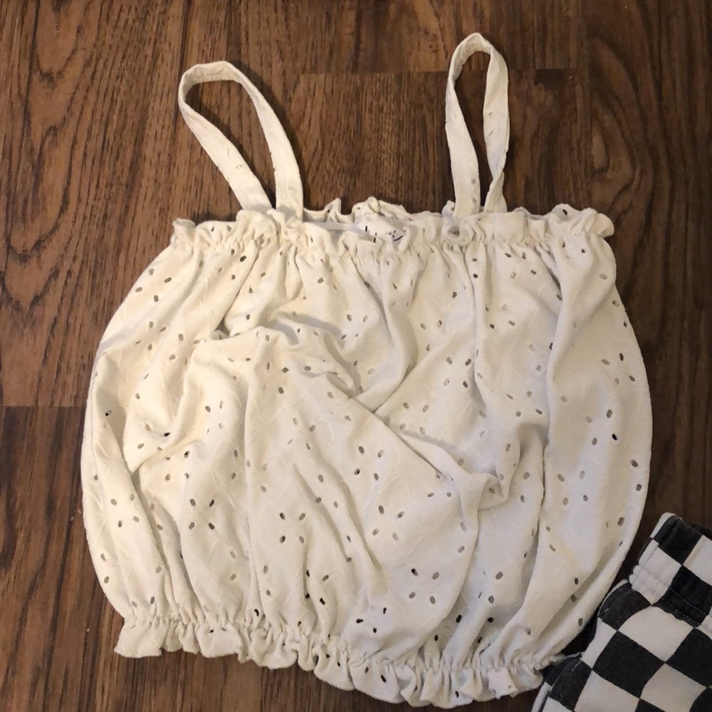 white eyelet tank, XS